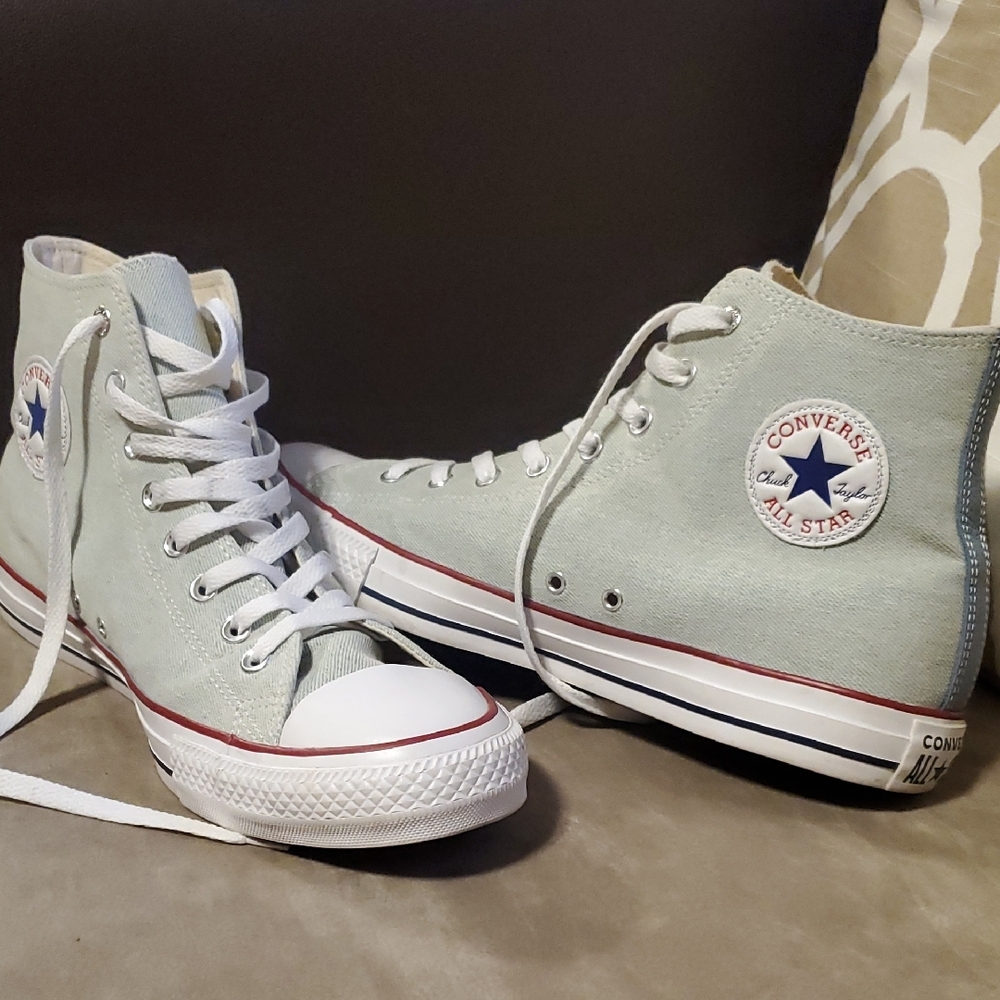 Converse Denim High-Top All Stars in Light Gray